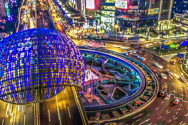 上海五角場“彩蛋”景觀燈光