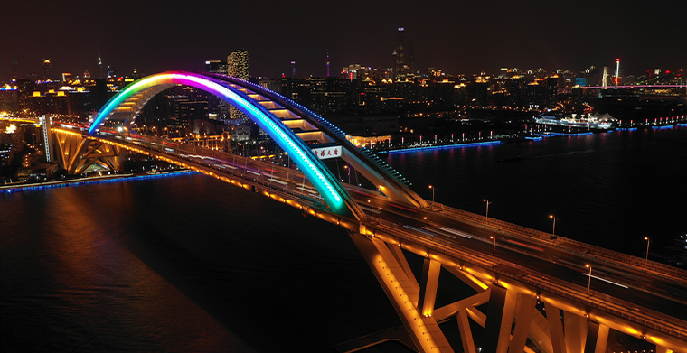 城市夜景亮化案例分享——上海盧浦大橋景觀亮化工程